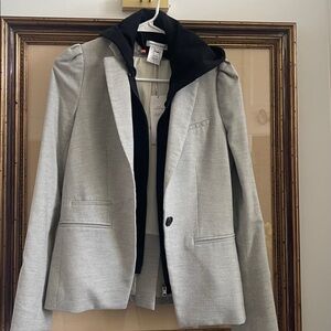 Veronica Beard Black and Cream Blazer with Hoodie